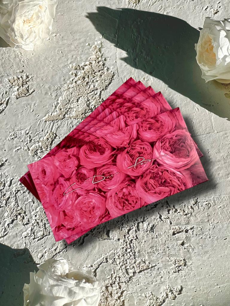 Конверт денежный - Розовые пионовидные розы "С Днём Рождения! " (5 штук в комплекте)