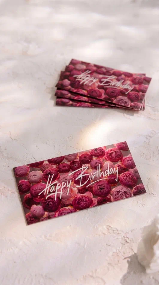 Конверт денежный - Поле розовых роз "Happy birthday" (5 шт в комплекте)