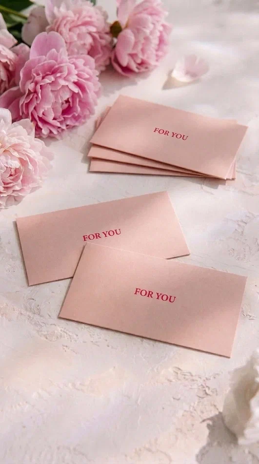 Конверт денежный -Розовый фон "For you"(5 шт в комплекте)