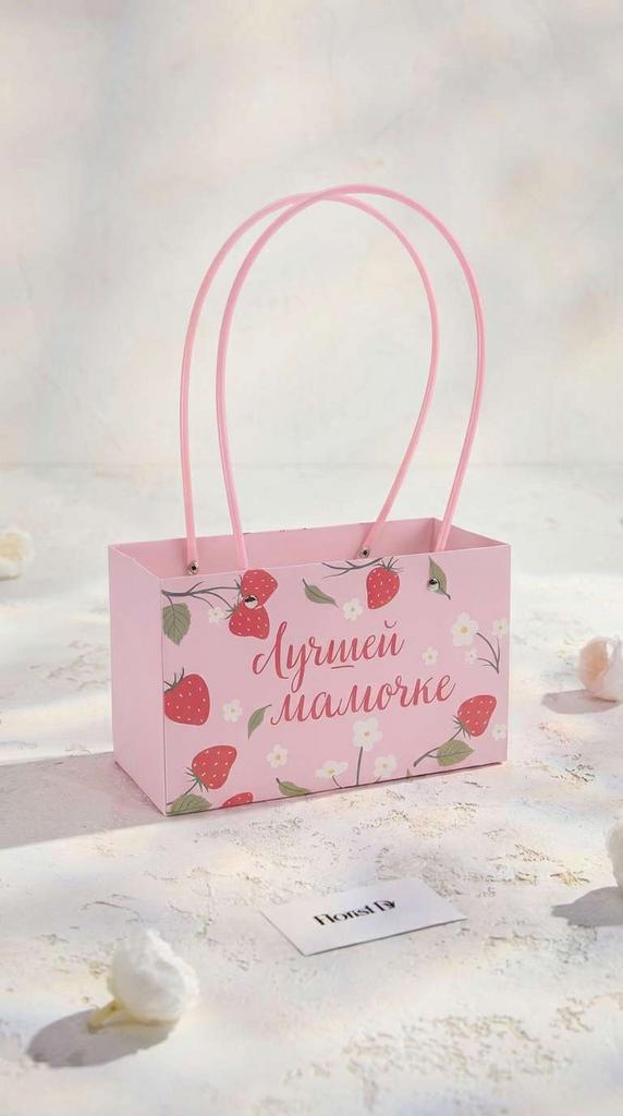 Сумочка "Лучшей мамочке" с земляникой - розовая