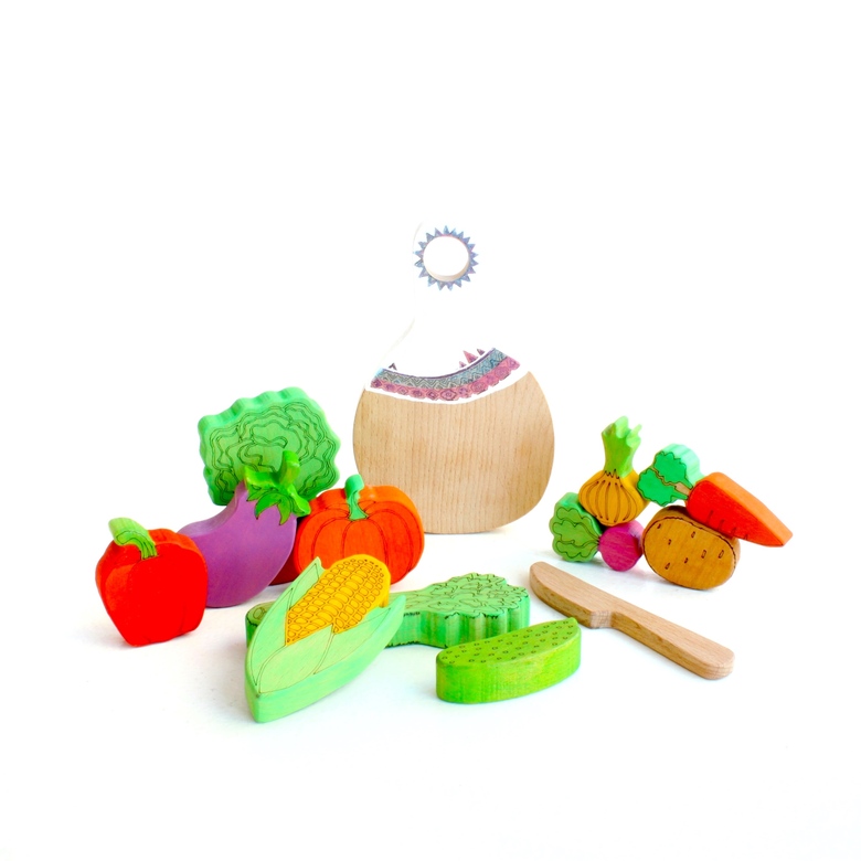 Набор "Помогаю маме" Овощи и разделочная доска с ножиком