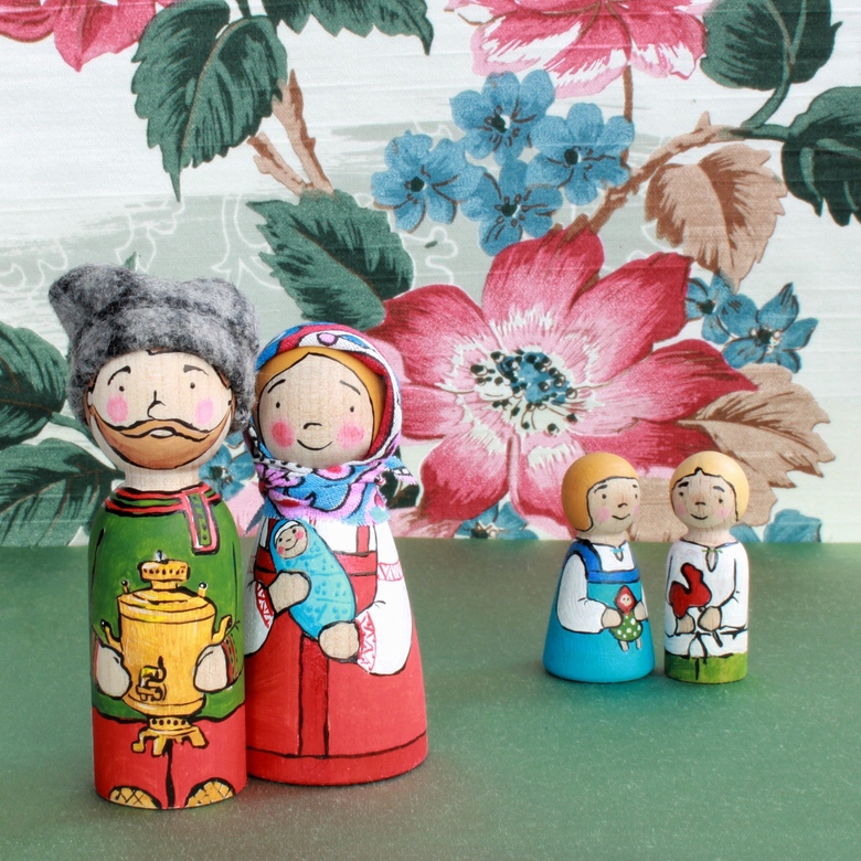 Деревянные куклы Русский стиль Подарок семье