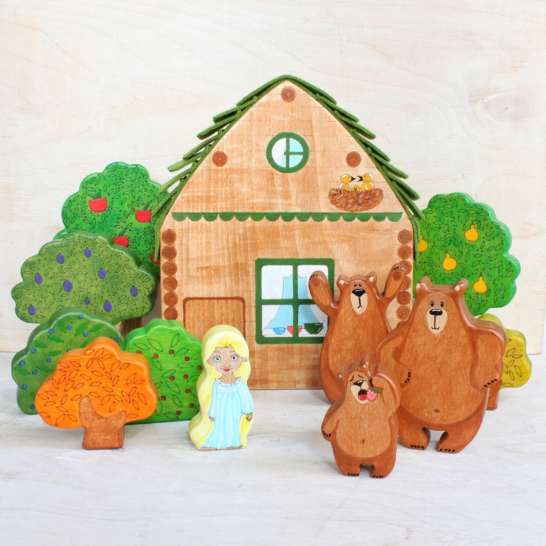"Маша и три медведя" вместе с садом Набор игрушек из дерева Персонажи сказок