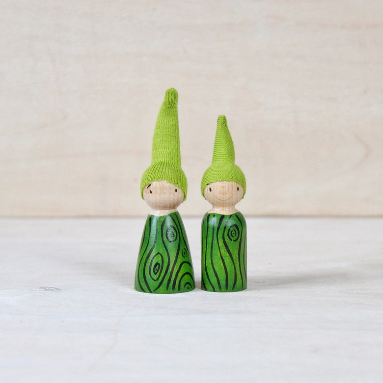 Деревянные лесные человечки-ростки Зеленые