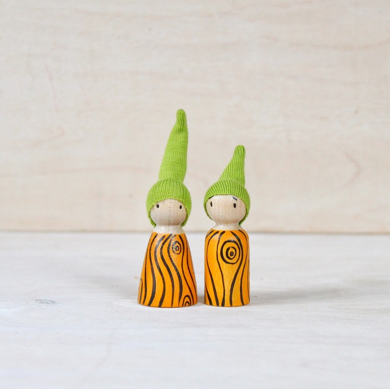 Деревянные лесные человечки-ростки Желтые