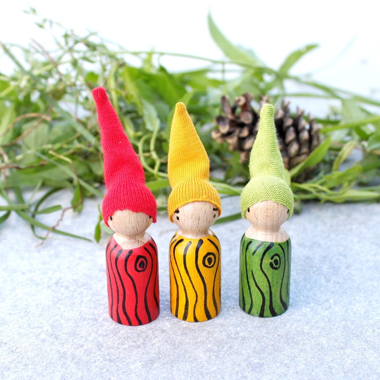 Деревянные гномики человечки для игры ребенка