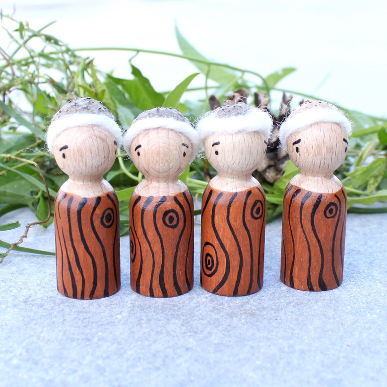 деревянные лесные человечки гномики для игры Монтессори