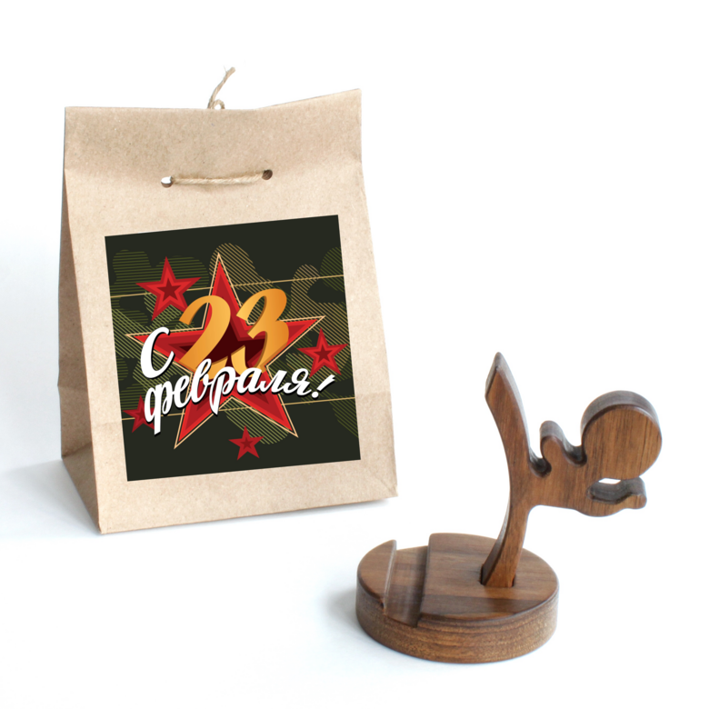 деревянная подставка для телефона, подарок на 23 февраля.