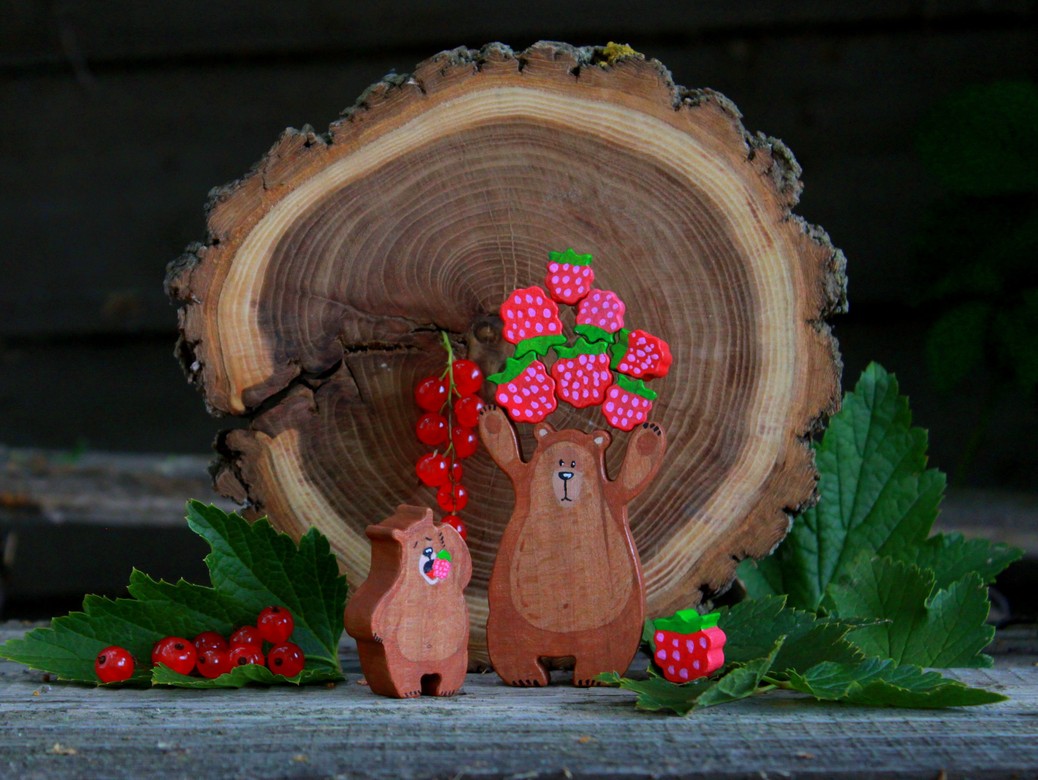 Набор - балансир "Заботливая мама" деревянные игрушки Мишка и медведица