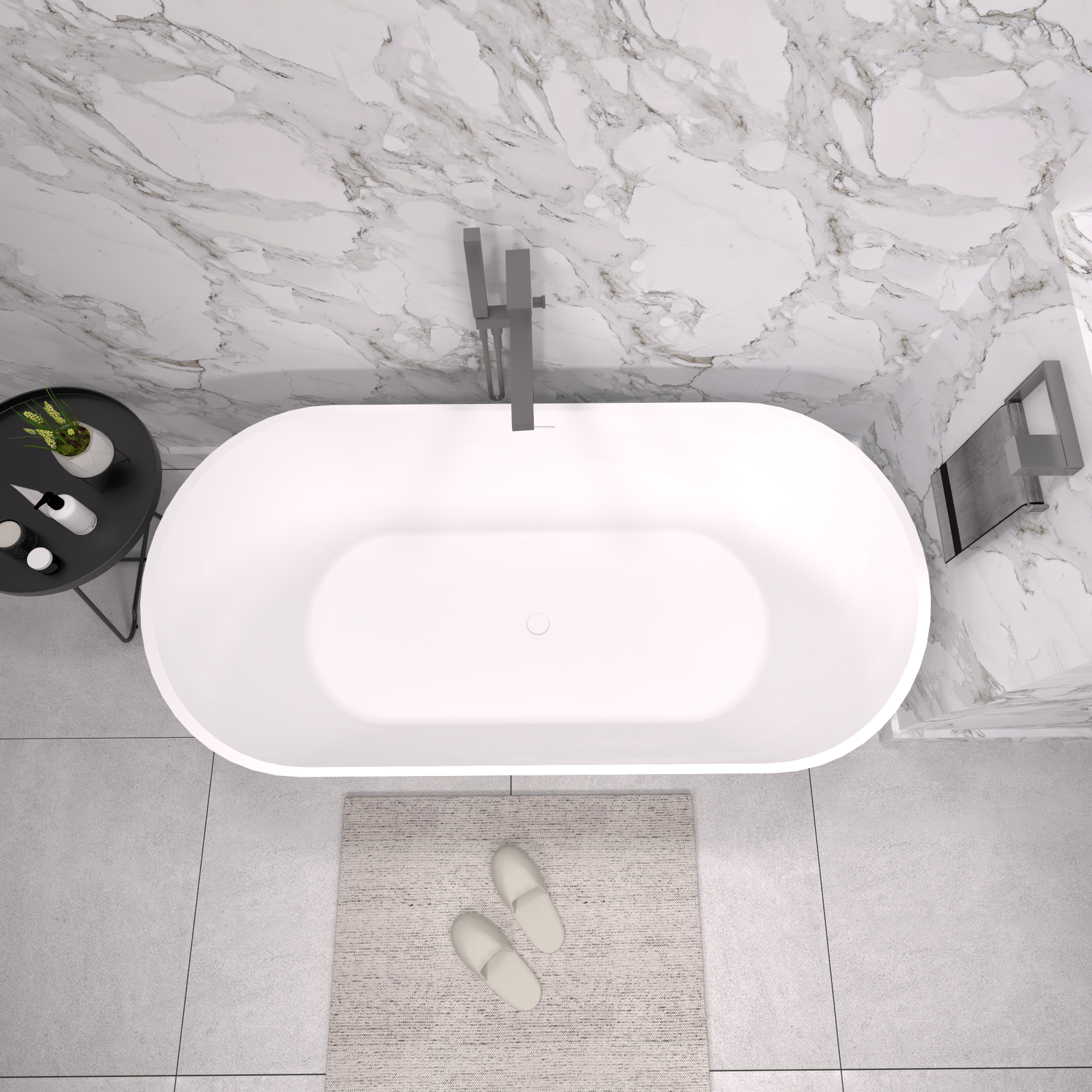 Отдельностоящая ванна из литьевого мрамора Альтара