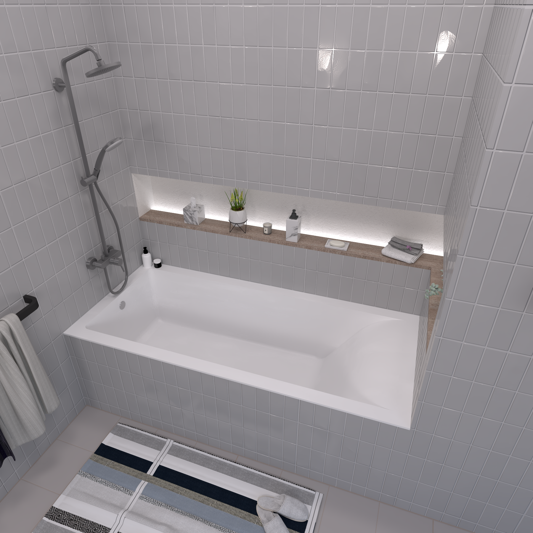 Прямоугольная ванна из литьевого мрамора Авиньон