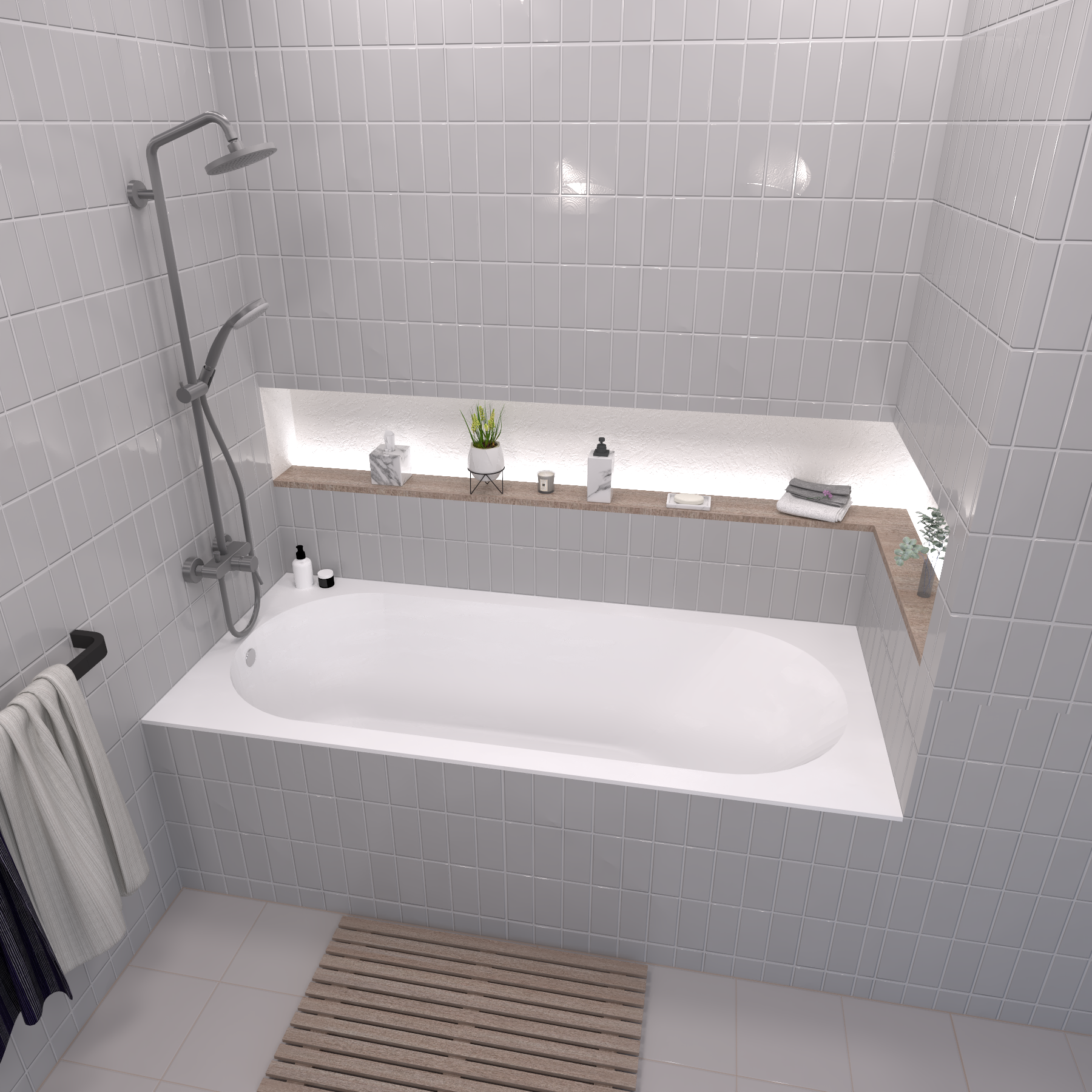 Прямоугольная ванна из литьевого мрамора Асти