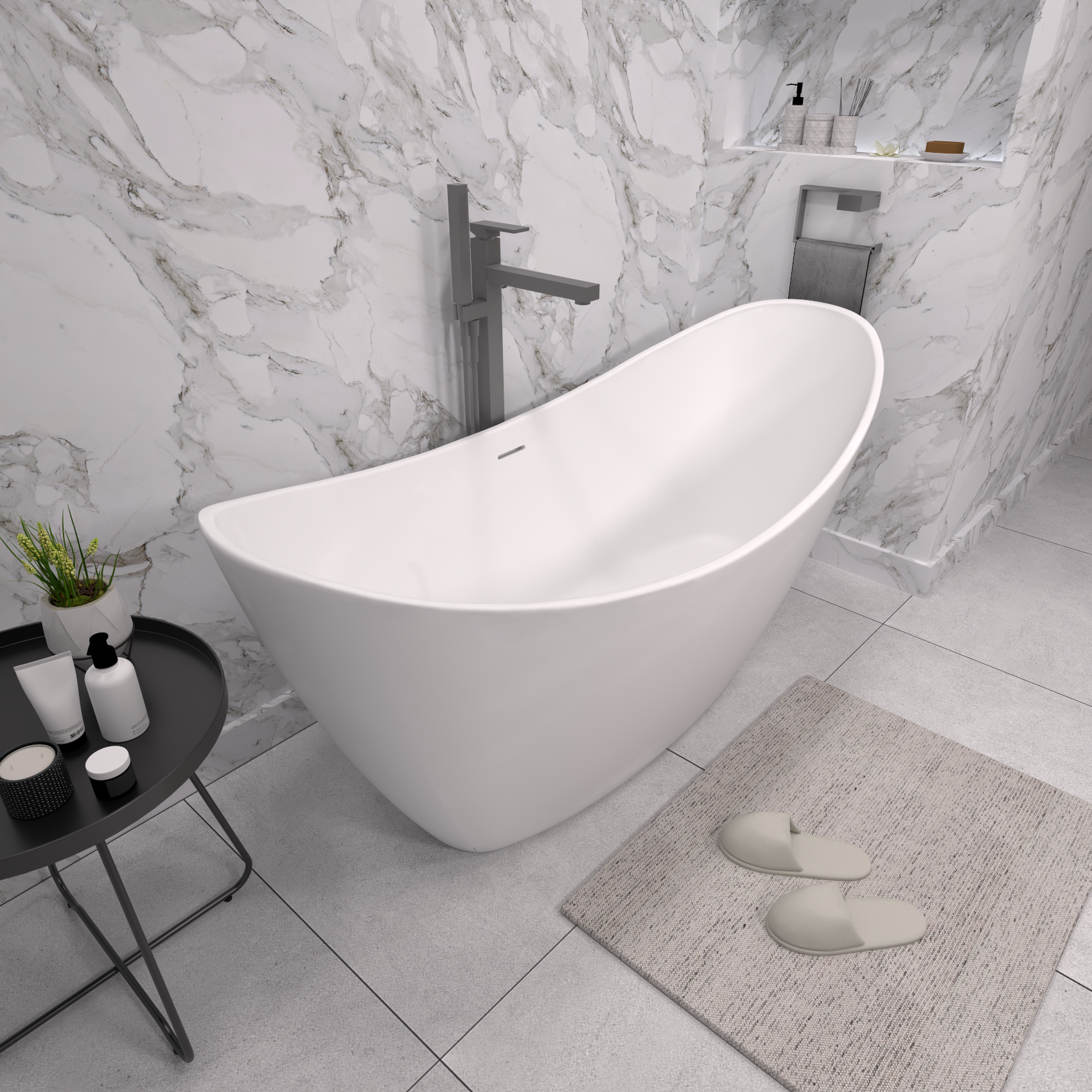 Отдельностоящая ванна из литьевого мрамора Вентура