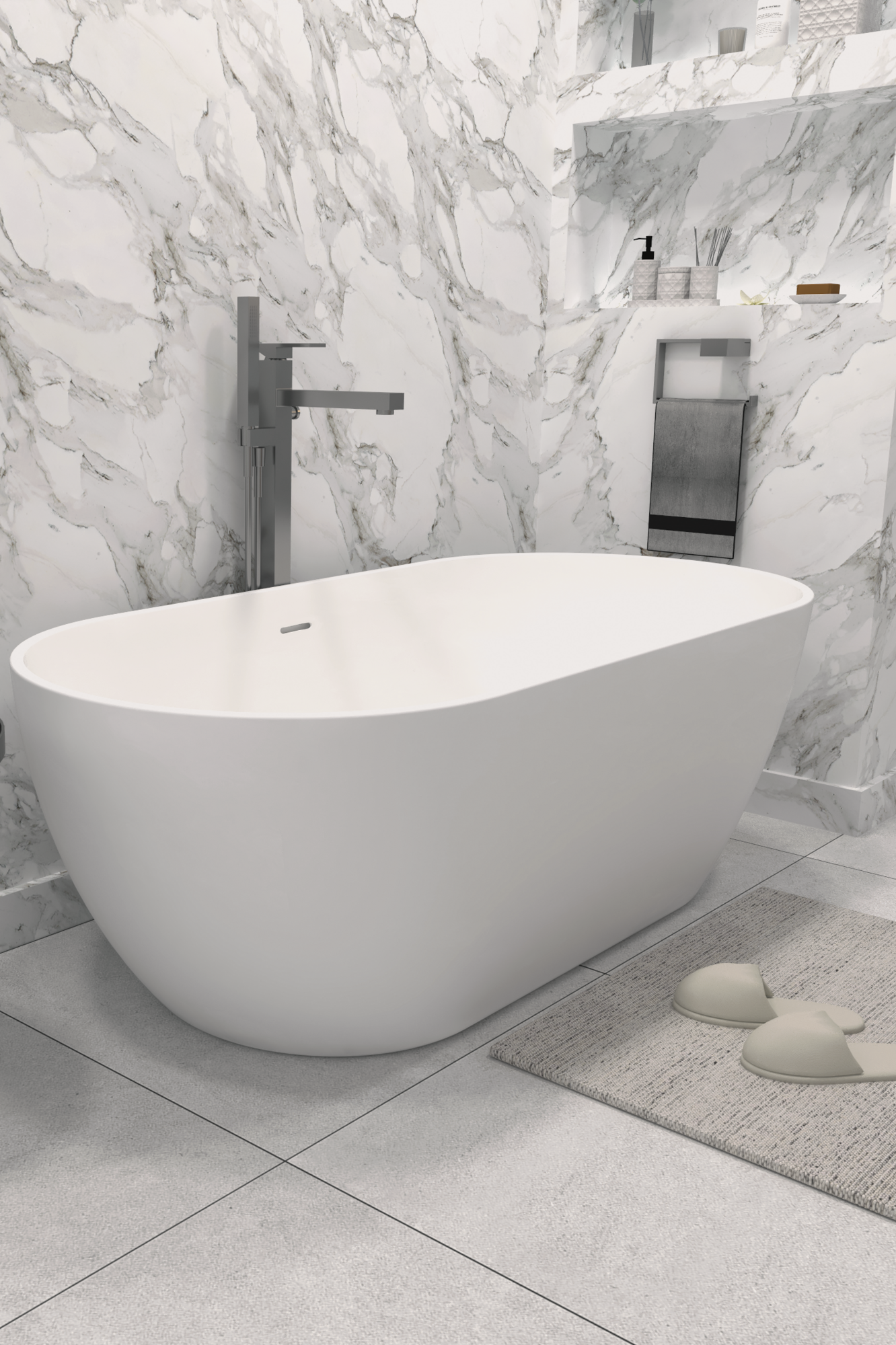 Отдельностоящая ванна из литьевого мрамора Монца