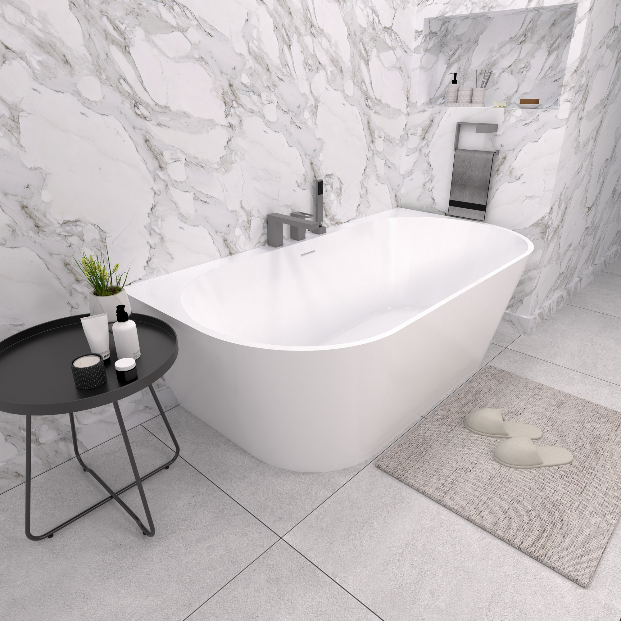 Пристенная ванна из литьевого мрамора Альтара