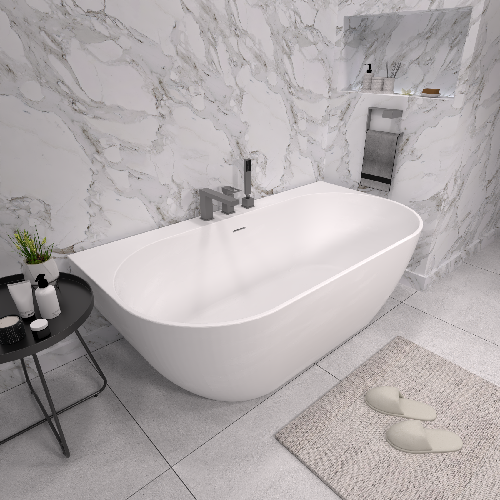 Пристенная ванна из литьевого мрамора Монца