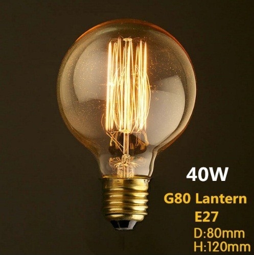 круглая лампа накаливания Эдисона с красивой нитью накаливания