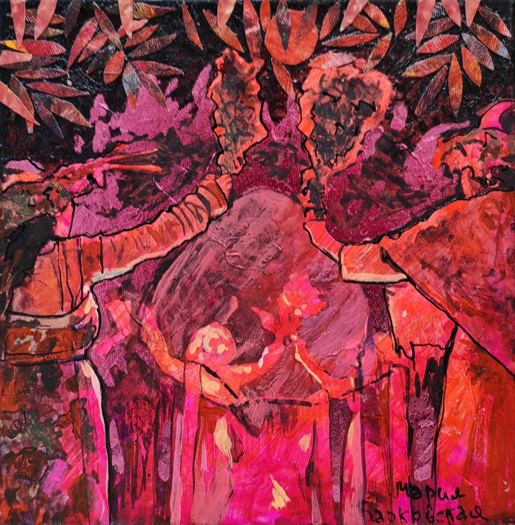 “Праздник Купало”  30х30см холст/масло/акрил/поталь