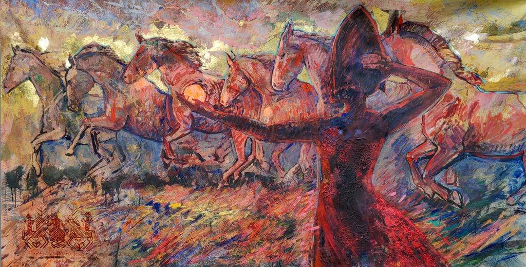 "Шаровая молния”   100х200см  холст /масло/золото