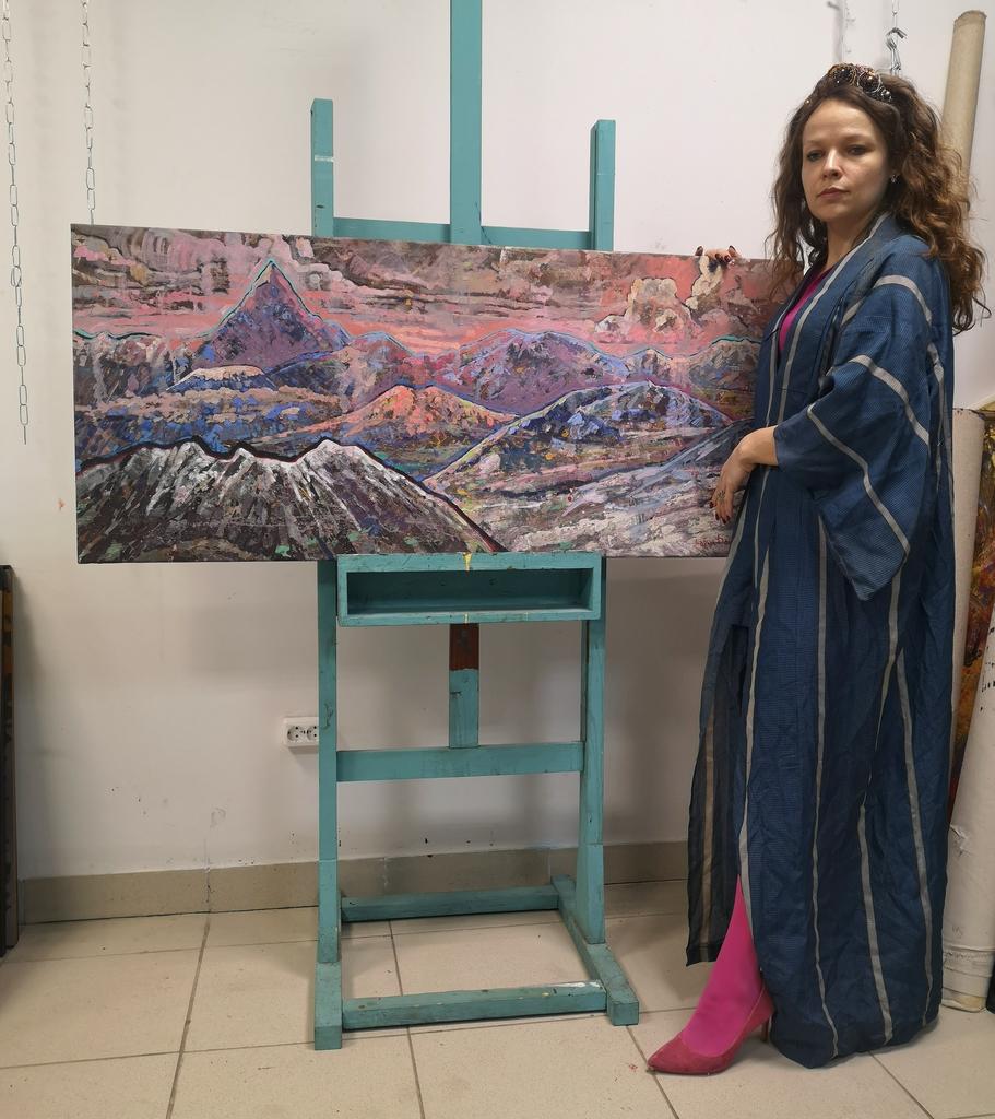 “Семь вершин”  140х60см холст/масло/золото