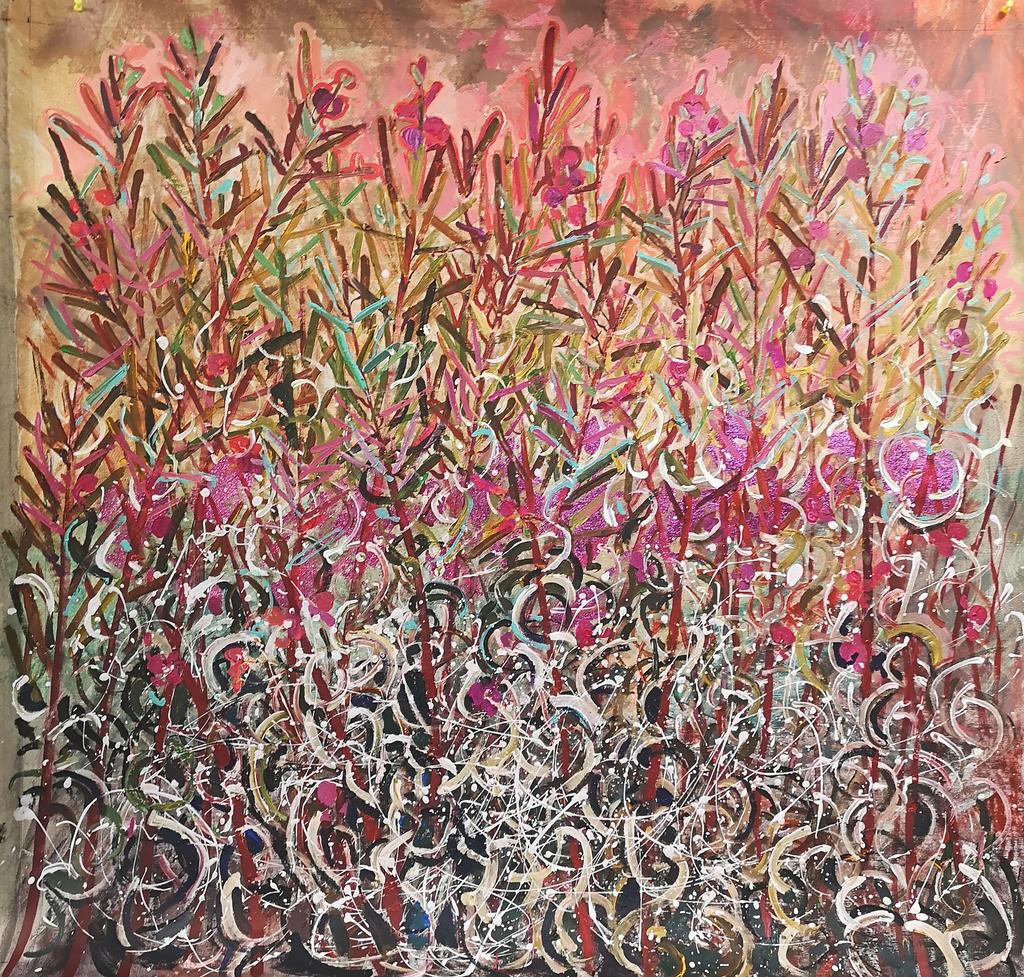 “Иван чай”  100х100см холст/масло/золото