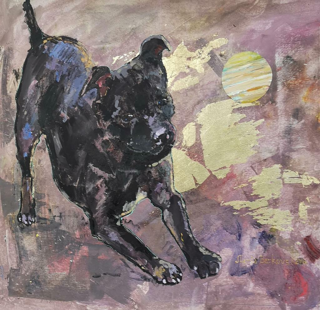 "Приглашение в игру. Бойцовский пес "  60х60см