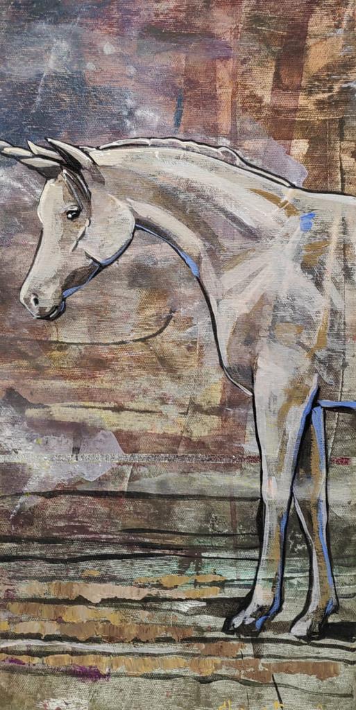 "Белый в облаках"  25х50см