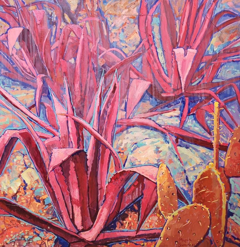 "Розовая агава." 100х100см