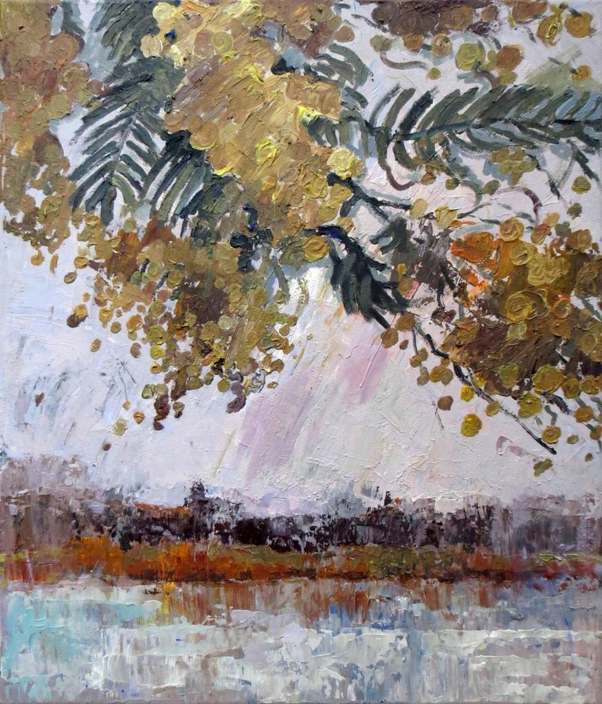 "Мимоза на снегу" 55х46см