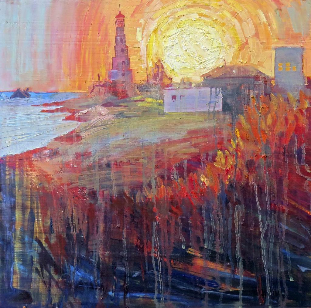 " Картина маслом. Закат на краю света" 60х60см