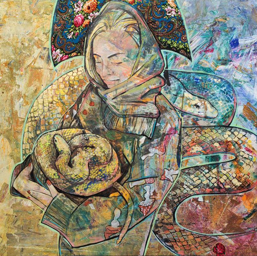 “Золотая богиня”  Мария Барковская  100х100см