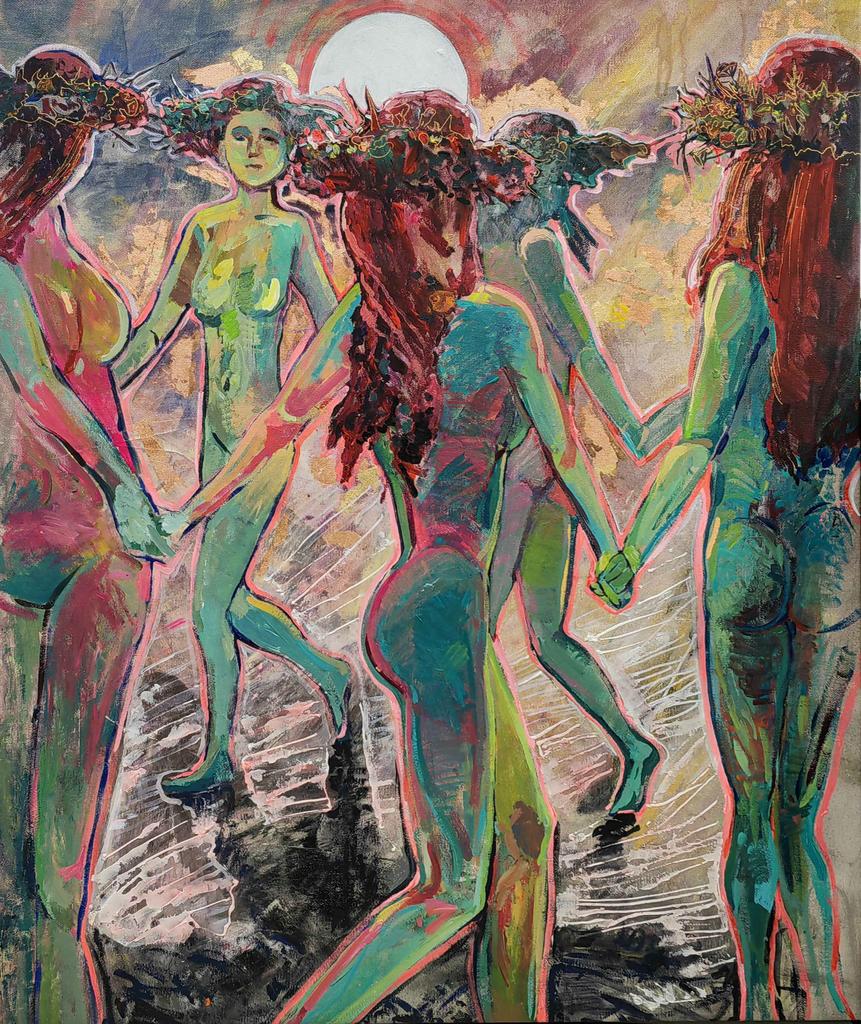 "Хоровод при белой луне" 120х100см