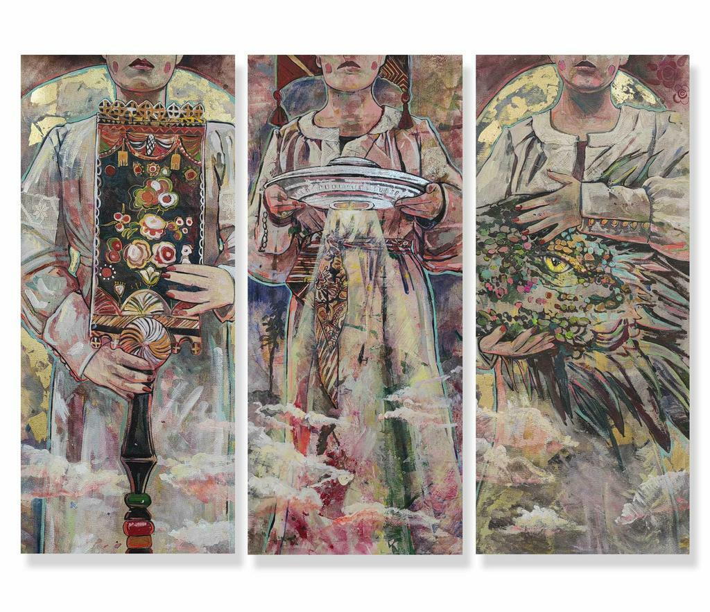 «Познание мира. Наука. Искусство. Религия» Триптих 40х120см каждая