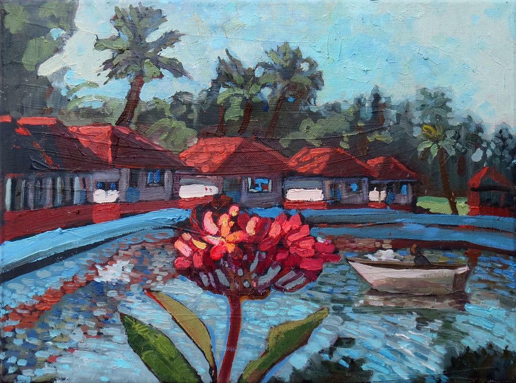 "Этюд. Шепчущее озеро. Индия”   30х40см