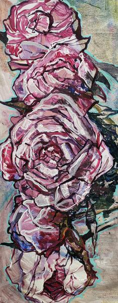 "Цветы для себя. Интерьерная картина с пионами" 40 x 100 cм