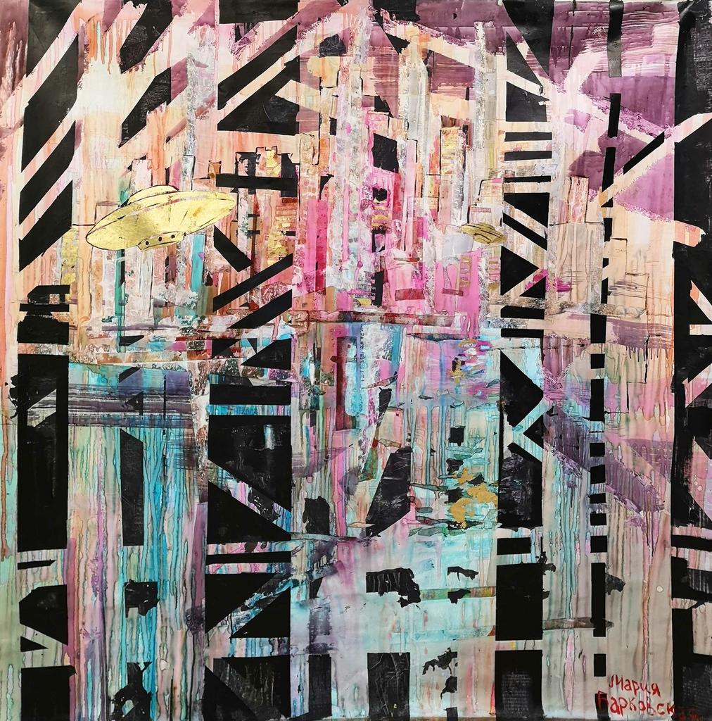 “Fly over. Полёт над.... Большая абстракция”  170х170см