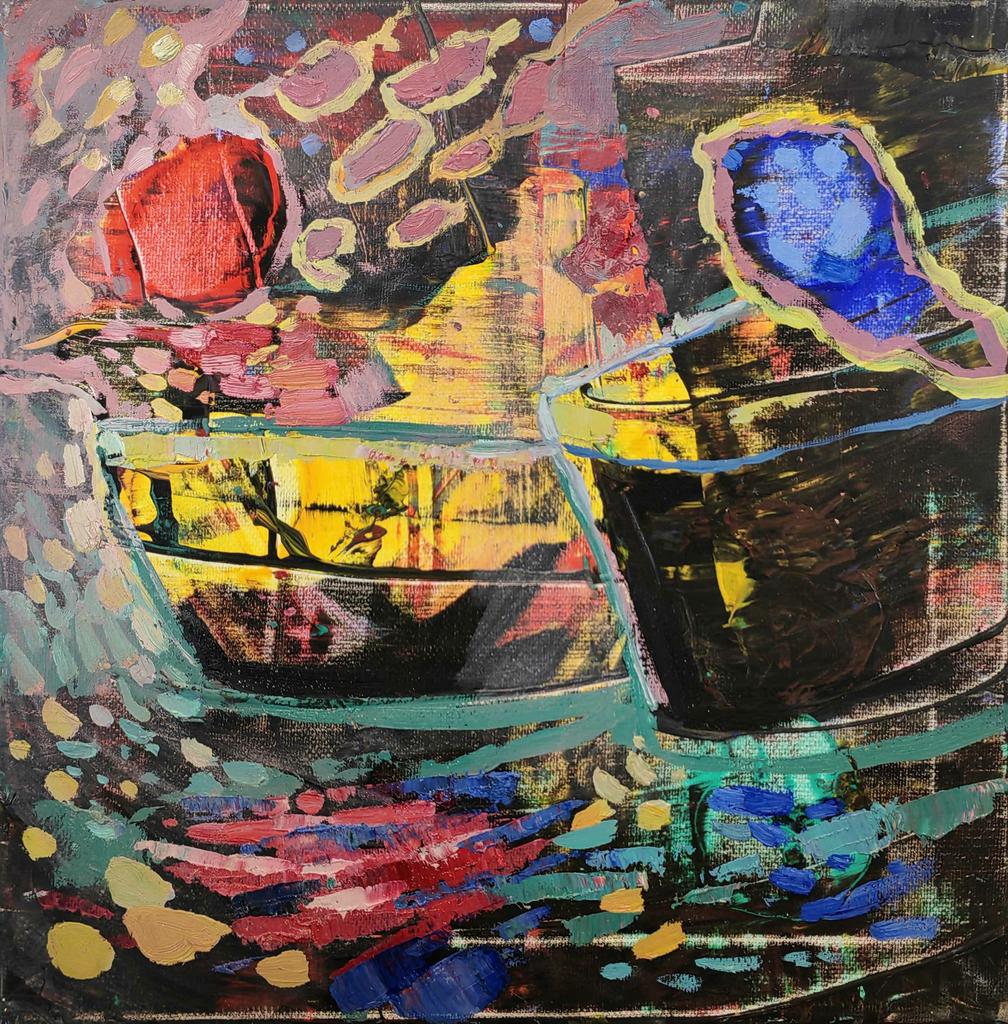 "Синий и красный. Горячий как  ветер" 30х30см