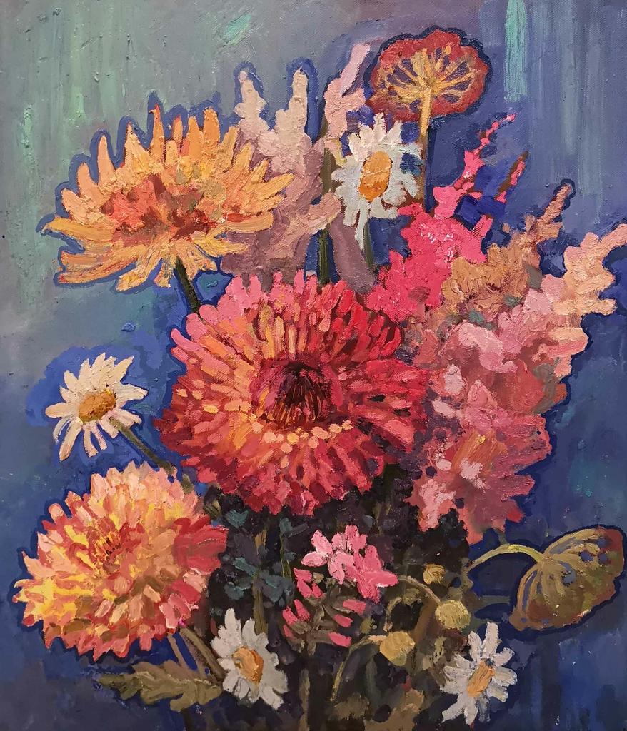 "Бабушкины георгины"  46х55см