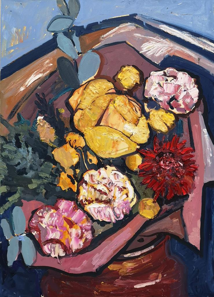 "Букет пионы и анемоны" 50х70см