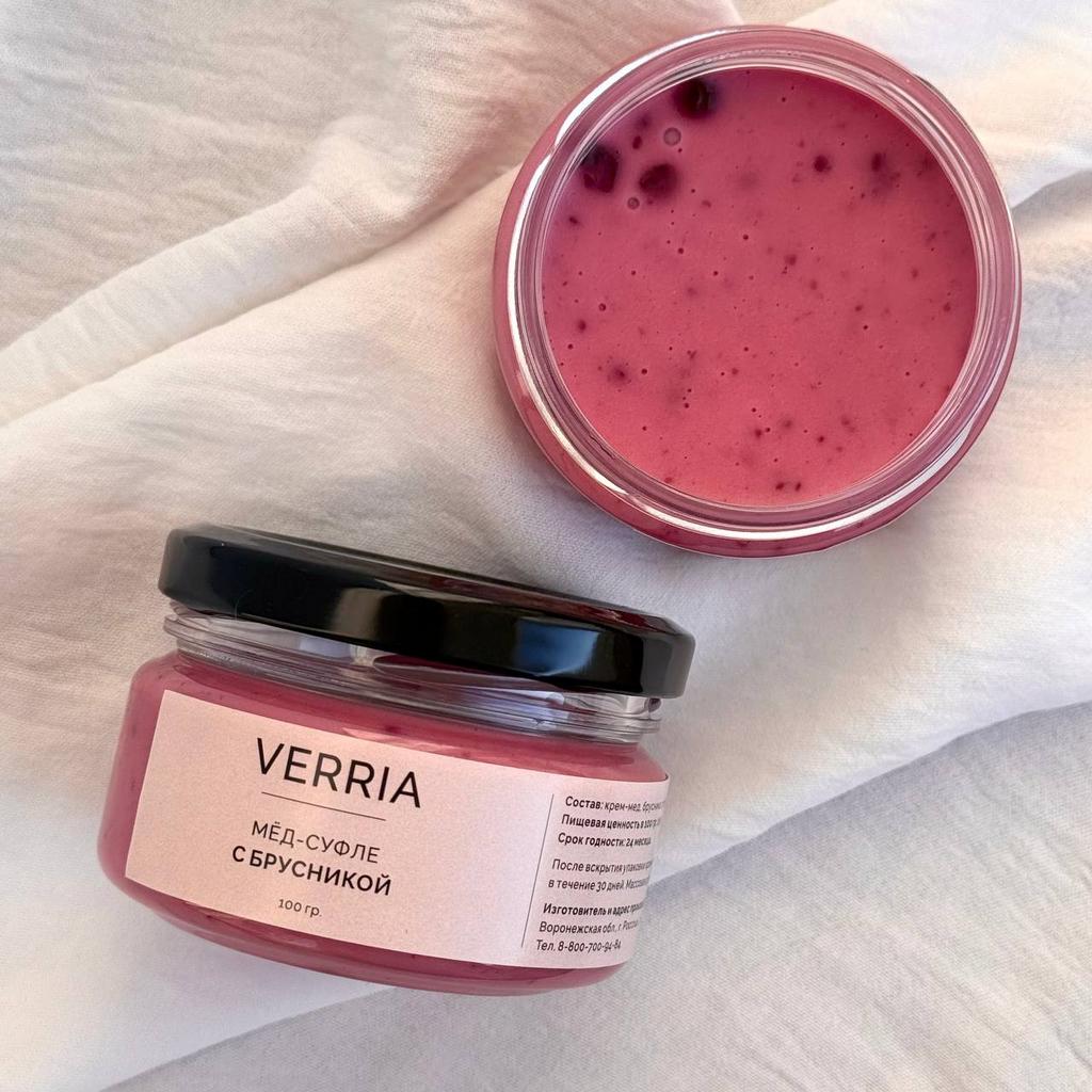 Мед-суфле с брусникой (100 гр.)