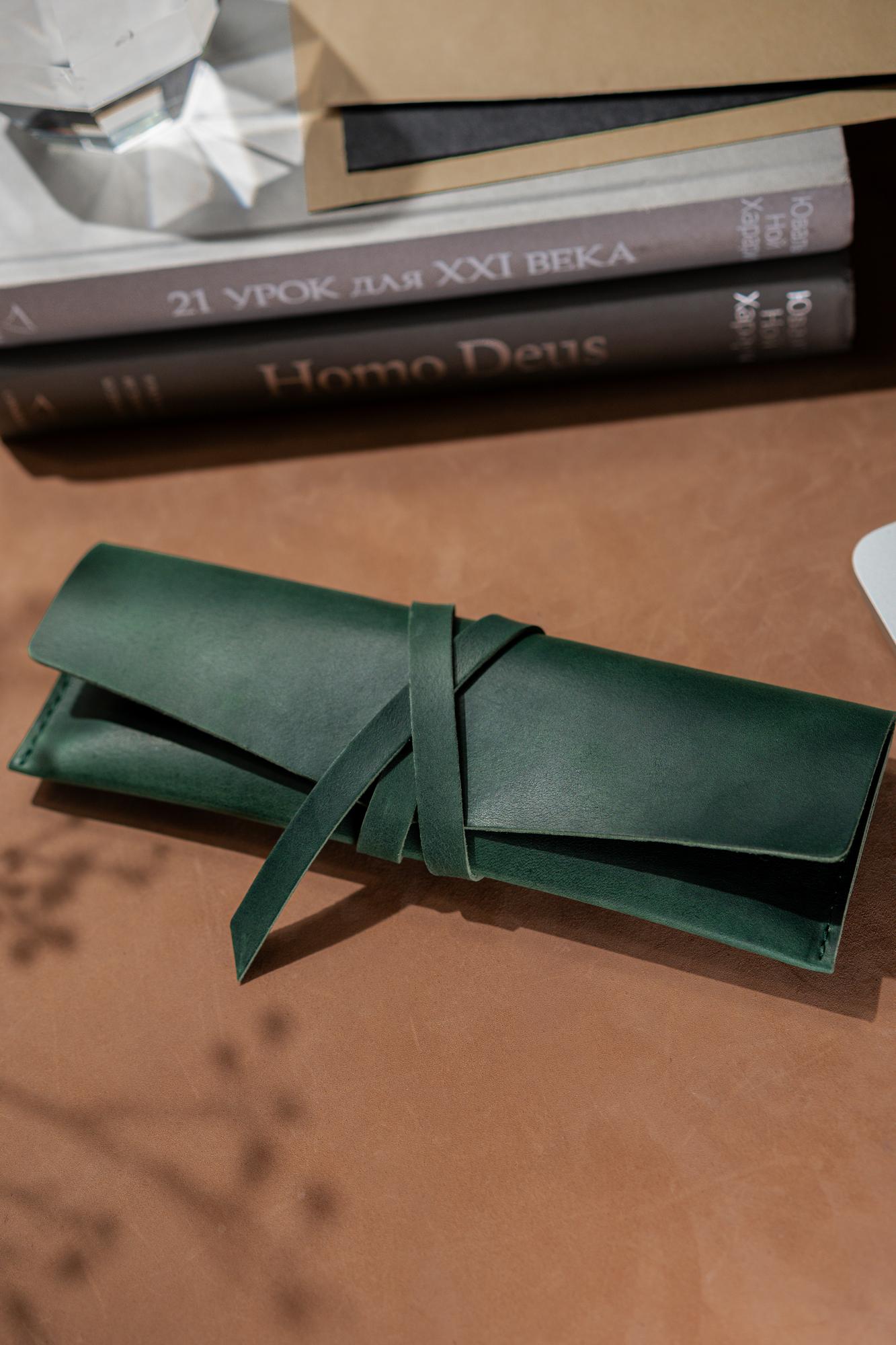 Пенал из натуральной кожи / Кожаный пенал для ручек, карандашей