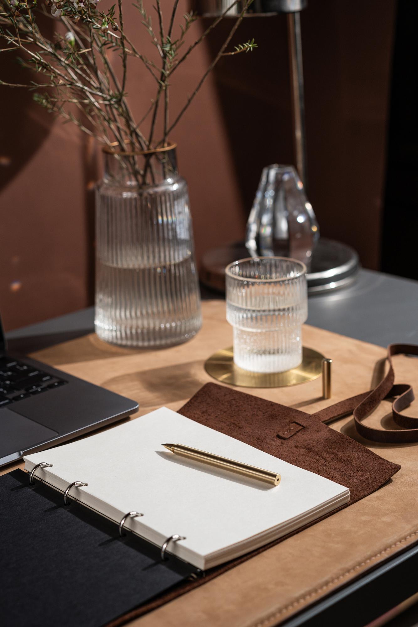 Ежедневник недатированный А5 из натуральной кожи, кожаный планер на кольцах со сменными блоками, 90 листов