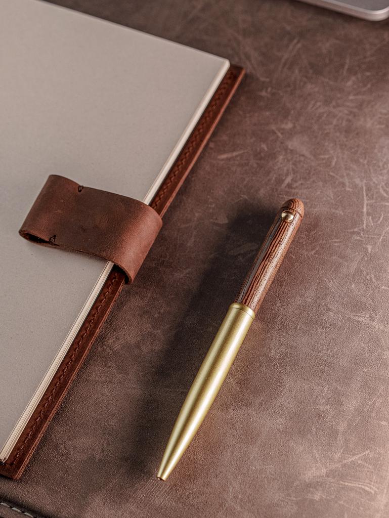 Красивая гелевая ручка с корпусом из натурального дерева и латуни, деревянная подарочная ручка черная