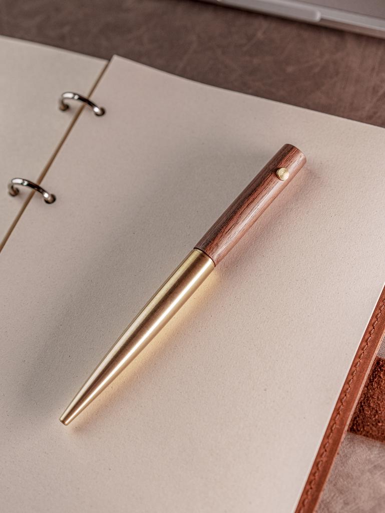 Красивая шариковая ручка с корпусом из натурального дерева и латуни, деревянная подарочная ручка черная