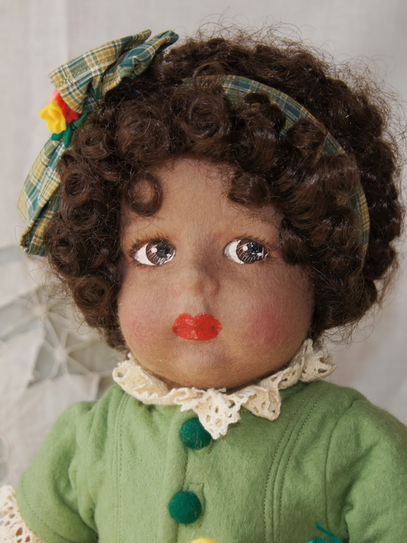 Винтажная темнокожая кукла Lenci, 48 см