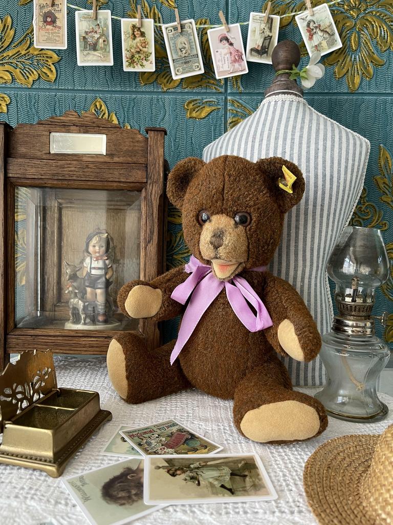 Старинный мишка, Steiff, с кнопкой