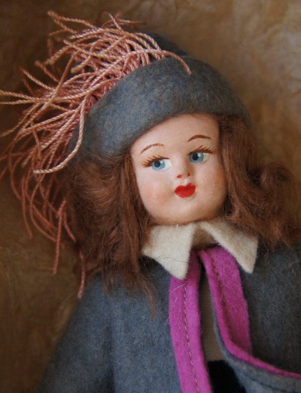 Итальянская старинная кукла в оригинальной почтовой коробке, 1950 г.