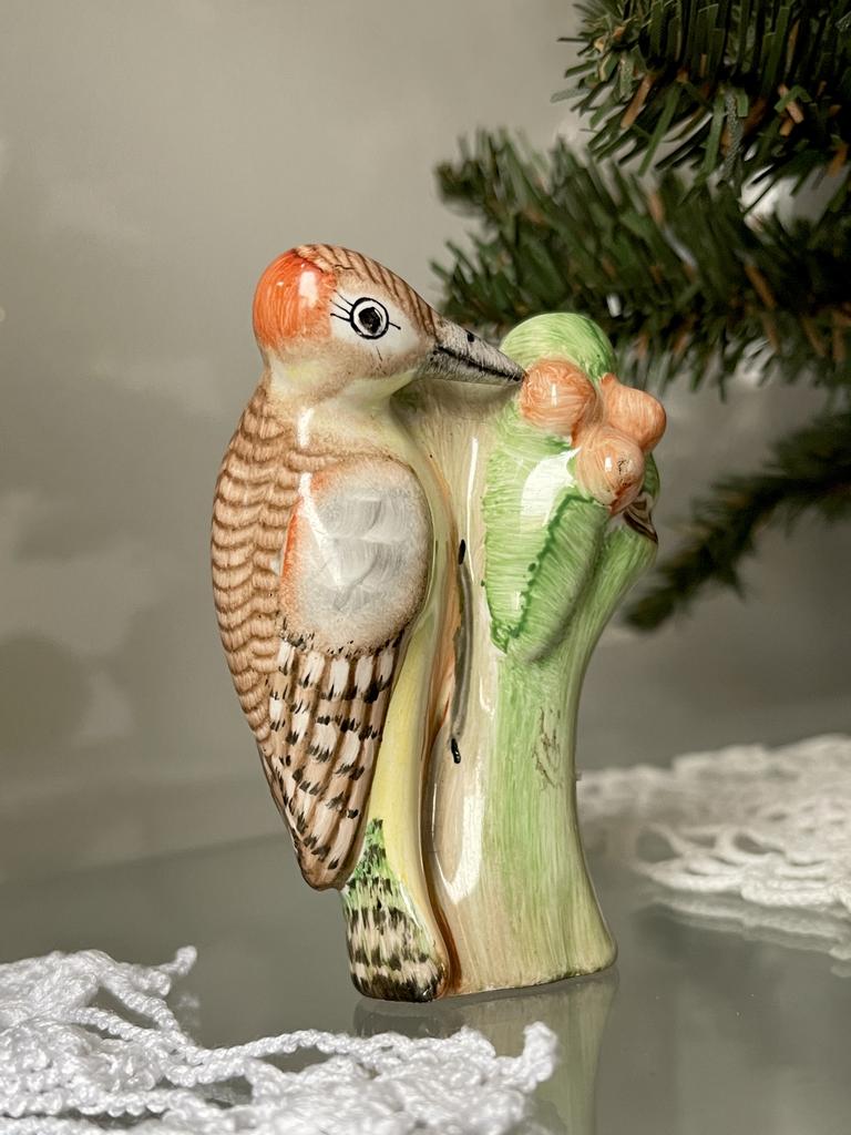 Дятел, майолика, 9 см