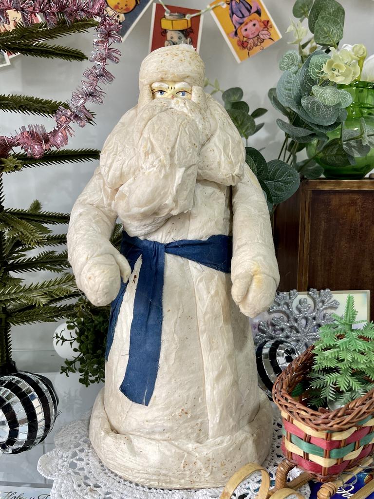 ватный советский Дед Мороз, советские елочные игрушки