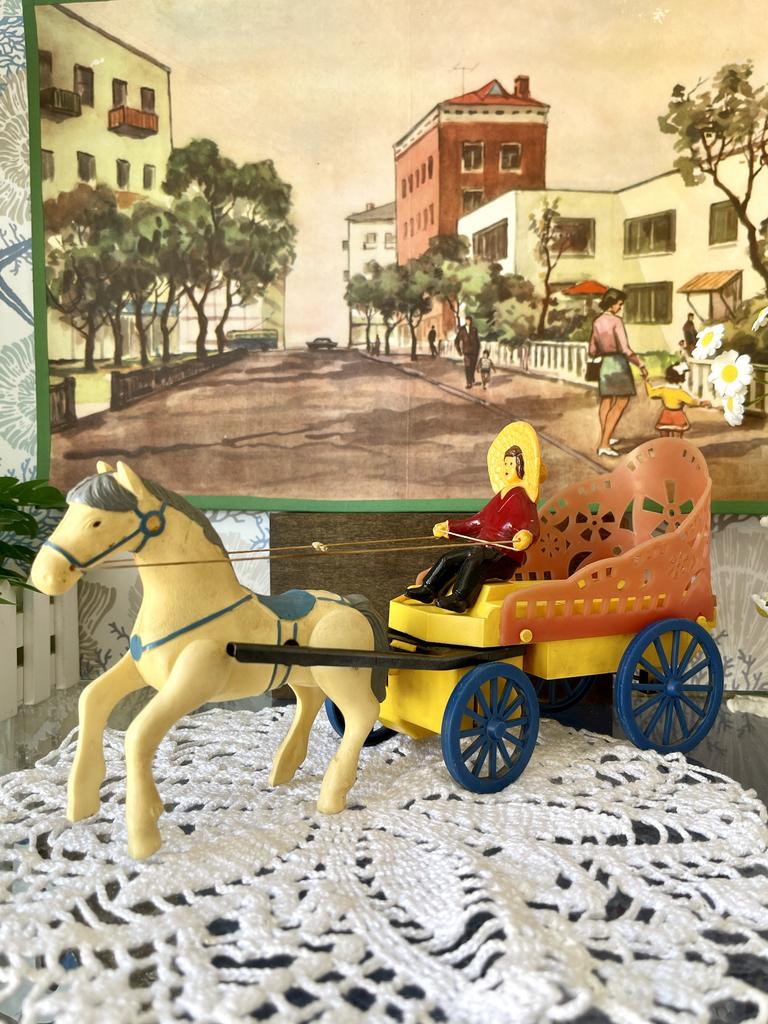 Повозка с лошадкой, игрушка СССР
